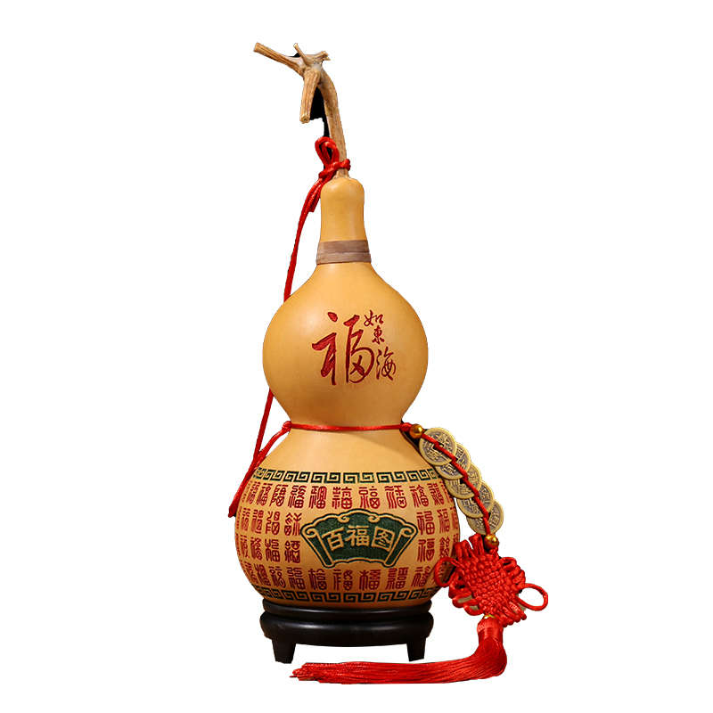 镶口葫芦挂件门口天摆件然五谷特大真葫芦客厅龙头五帝钱化解家用 - 图3