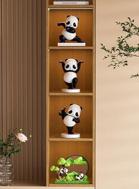 熊猫放轻松流沙画 画解压治愈摆件高级感创意礼物客厅酒柜桌面装