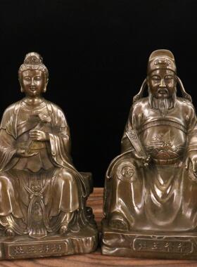 铜灶王爷灶王奶铜像一套铜灶公灶婆灶王君灶君像家居摆件工礼品