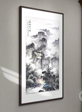 手绘新中式玄关装饰画客厅山水画办公室挂画水墨国画走廊过道壁画