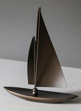 轻奢船模帆船工艺品高级摆件样板房办公室家居玄关风水艺术装饰品