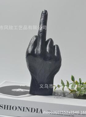 直销新款跨境个性手指雕塑 手势桌雕 竖中指雕塑装饰家居室内装饰