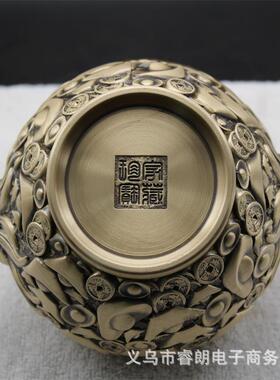 纯铜雕花龙头聚宝盆故宫缸家居客厅办公室吉祥铜摆饰装饰品大摆件