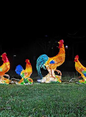 户外园林景观公园饭店农场彷真公鸡母鸡动物雕塑饭炒鸡店装饰摆饰