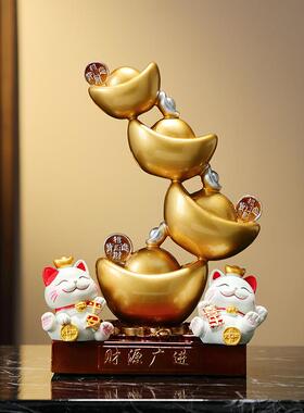 新中式客厅玄关招财猫元宝装饰摆件高档店铺财源广进乔迁开业礼物