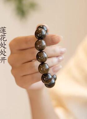 金丝檀木手串男檀木楠木沉香盘玩静心文玩木质本命年护身佛珠盘串