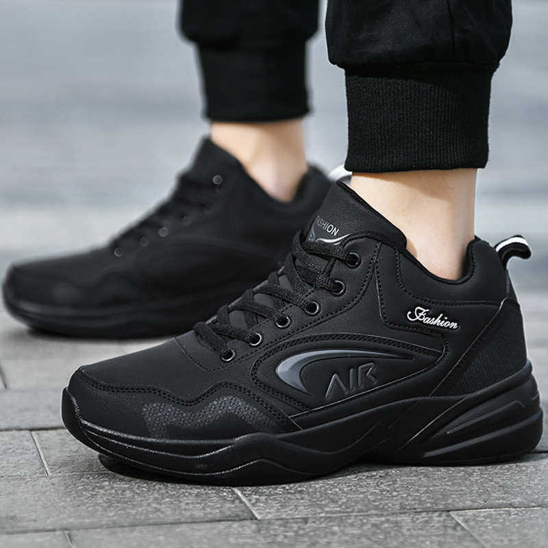 秋冬季男士休闲运动鞋牛筋底男鞋黑色旅游鞋爸爸皮面防滑中年鞋子,淘宝优惠券,粉丝福利购,淘宝优惠卷