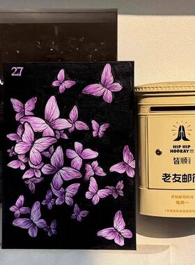蓝色的蝴蝶客厅装饰画卧室治愈梦幻风格摆画简约饭厅玄关艺术挂画