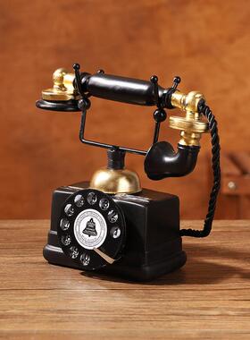 式复古树脂话摆件创意壁饰电欧咖啡厅经典7111-14电话机桌面机装