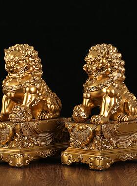 北京狮子摆件一对宫门狮大号中式家居客厅装饰品公司店铺开业礼品