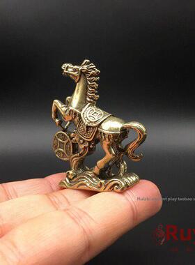 实心黄铜马到成功小摆件 实心铜生肖骏马 站立铜马迷你小马