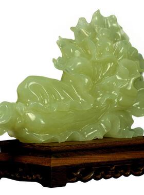 玉石大白菜摆件客厅入门玄关柜招财装饰办公桌店铺高档百财开业礼