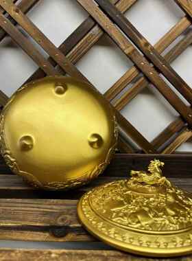 新款直销浮雕龙马烟灰缸带盖全铜黄铜办公室家用客厅高档大号烟缸