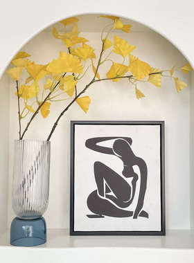 样板间家居摆件软装饰品书柜创意陶瓷玻璃挂画仿真花组合ZH3604