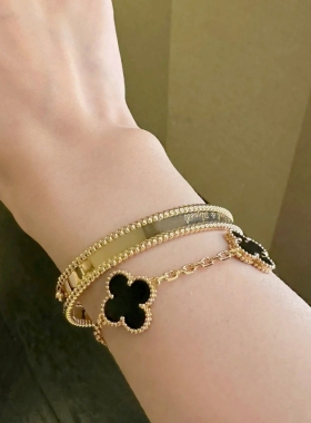 公价57000】99新梵克雅宝18K黄金签名款万花筒手镯VCARP3K600正品