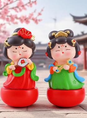 复古原创唐朝仕女不倒翁摆件创意国潮大唐风华工艺品树脂厂家