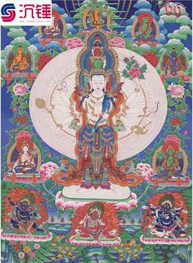 千手观音唐卡画像装饰画挂画西藏热贡手绘精品复制家居客厅玄关