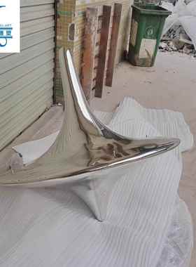 厂家售楼处大型玻璃钢电镀陀螺不锈钢水浪底座雕塑现代轻奢装饰品