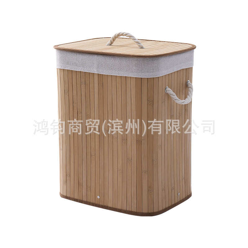 竹洗衣篮脏衣篓竹编折叠编织衣服收纳桶批发 - 图3