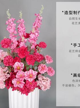 假花地排花玫红色成品订婚宴仿真花婚礼布置婚庆用花场景布置摆件