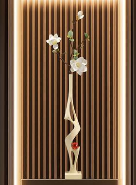 入户玄关窄隔断细蒸蒸日上长花瓶摆件客厅插花视壁龛中古墙高级感