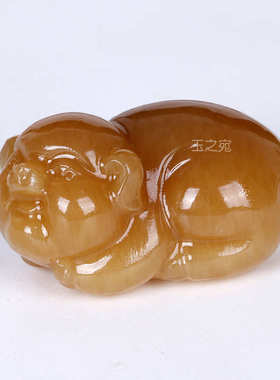 男女货源生肖猪黄糖件阿富汗坠吊猪款手把直播玉福挂件批发厂家玉