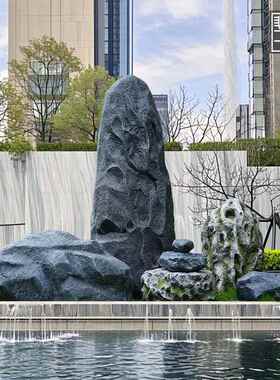 别墅庭院景观石小区草坪园林造景公园彷真石装饰售楼部水池石头