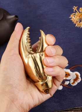 黄铜实蟹心钳桌面摆件手中把有扣HTXQ钳文玩手件创意设计汽车钥匙
