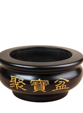 天然黑曜石聚宝盆黑墨玉聚宝盆风水招财摆件客厅玄关财位装饰摆件