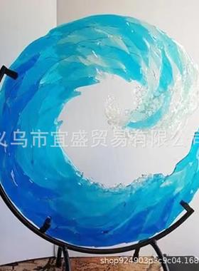 海浪浪花摆件装饰3D立体海洋蓝色系风格家居设计装饰树脂