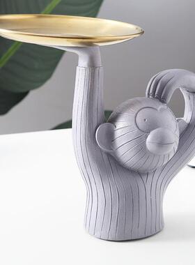 北欧创意树脂摆件水果点心收纳盘猴子托盘收纳装饰品厂家直销