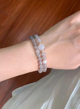 2026超仙气烟灰月光手链中式温柔双圈手串气质个性招财闺蜜手饰礼