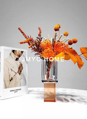 轻奢简约方形迷你花瓶摆件酒店卫生间床头柜餐厅摆放艺术品插花器