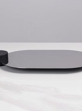 北欧极简托盘面不锈钢薄首饰收纳SCS盘样间板售楼处家片居装饰摆