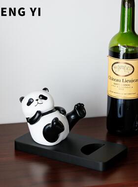 正品诚艺猫熊红酒架玄关摆件轻奢高档客厅家居居柜装酒饰品乔迁新
