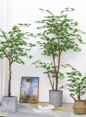 彷真绿色植物假红枫树盆栽植物造景枫叶装饰花客厅落地摆件大型假