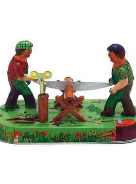 MS394锯木人复古玩具个性摆件摄影道具卖品铁皮玩具