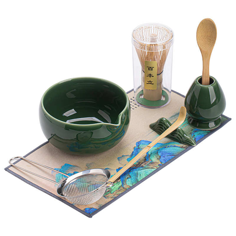 Teaware glassware set Baixiqing imitation Song Dynasty accessories tea snacks ceramic tea filter eight tea bowls standing tea set tea tea