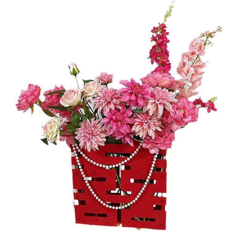 婚房布置DIY仿真花装饰婚庆订婚宴客厅摆件婚礼背景墙桌花床头花 - 图3