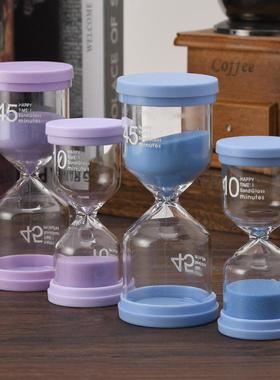 沙漏计儿童五分钟10/0/60可爱防摔时间刷牙倒计时流沙摆件5