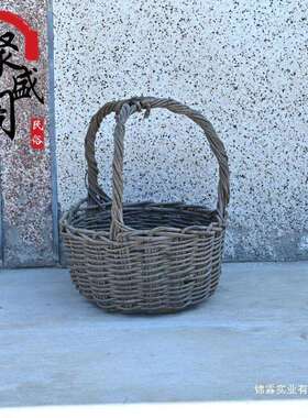 民俗老物件老式竹编背篓旧物收藏摆件木簸箕斗笠竹编簸箕骡床篮子
