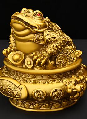 新款直销铜金蟾摆件纯铜聚宝盆蟾三足蟾蜍客厅公司开业礼品大号元