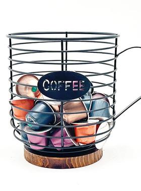 厂家直销铁木咖啡胶囊收纳杯子铁艺摆台家具酒吧摆件影视道具定制