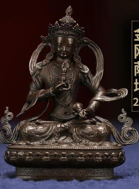高档藏古色密宗佛像传黄铜小佛像药西师释文殊菩萨迦观音佛摆藏件