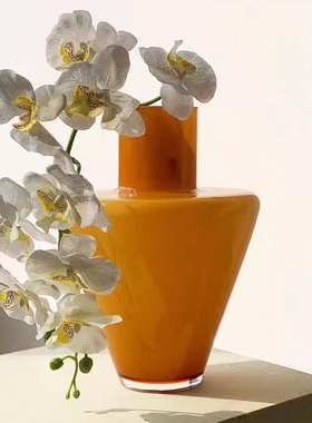 简约现代创意玻璃花瓶轻奢样板间琉璃工艺软装饰客厅玄关插花摆件