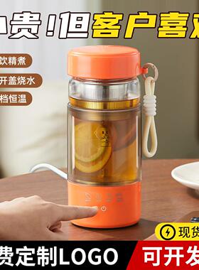 可携式电热水杯花式炖煮养生杯玻璃内胆加热杯企业商务护士节礼品