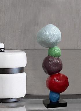 彩色玻璃钢石头落地装饰摆件酒店前台灯饰样板间艺术装饰灯装饰品