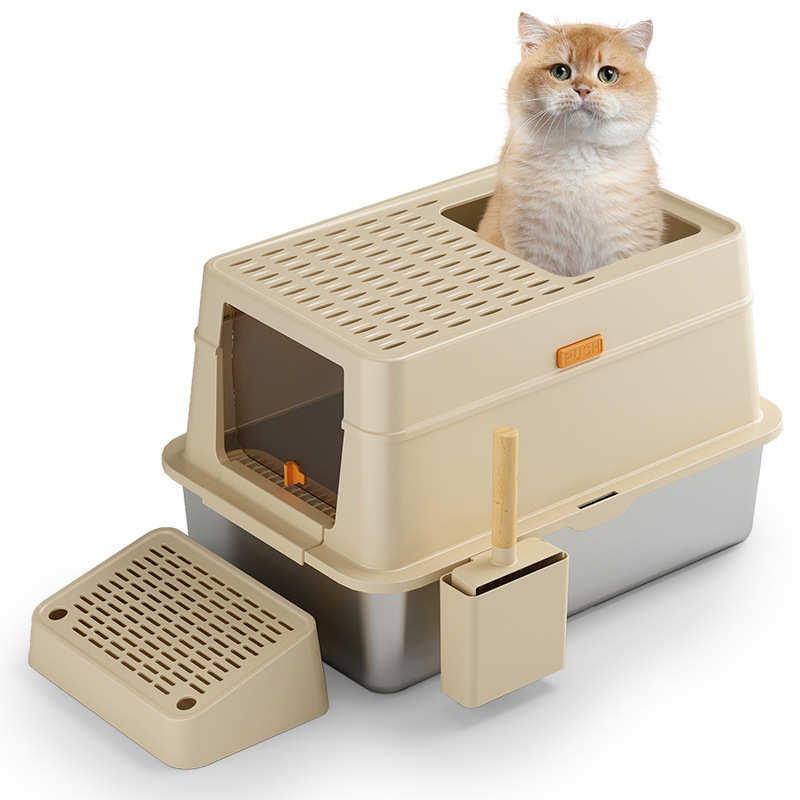 大号全封闭猫砂盆猫砂盆宠物防外溅猫咪的用品不锈钢猫厕所 - 图3