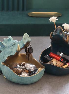 北欧个性大嘴收纳盘玄关进门口鞋柜钥匙收纳盒糖果盘美式家居摆饰