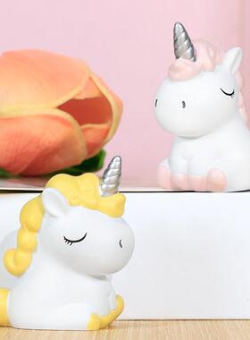可爱独角兽迷你小摆件微景观树脂工艺品桌面装饰汽车内饰创意礼物